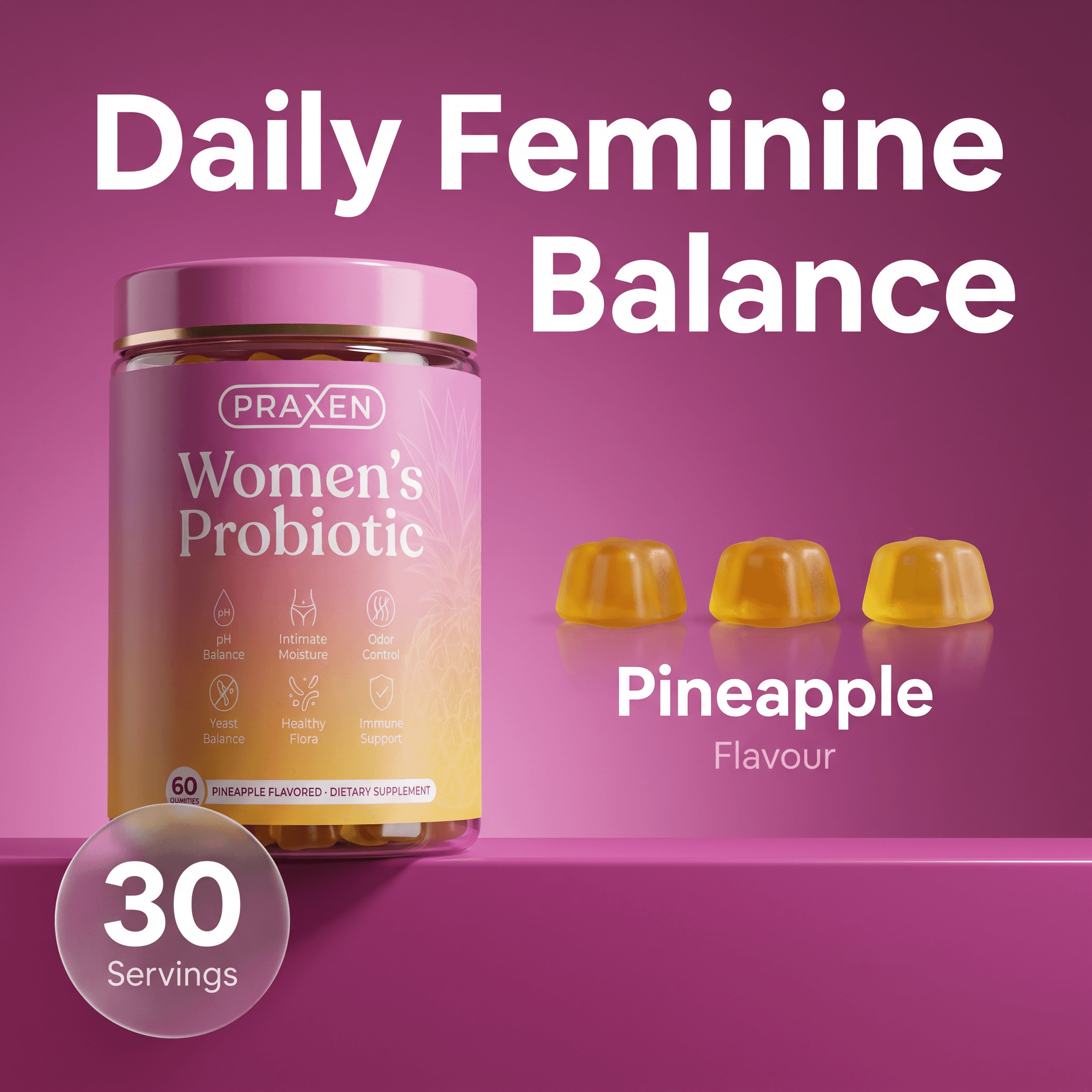 Praxen™ — Women's Daily Probiotic Gummies | Pineapple 2